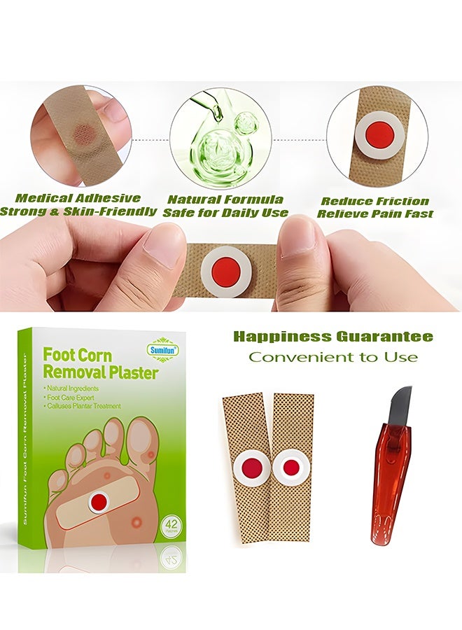 سوميفون لصقات Sumifun لعلاج مسامير القدم (42 لصقة)، تحتوي على مبرد تقشير - لصقات مسامير القدم بمكونات طبيعية مناسبة لمسامير القدم، والجلد المتصلب، والثآليل الأخمصية، والزوائد الجلدية حول الأظافر، وتخفف الألم بسرعة وتحمي صحة القدم. - Image 2